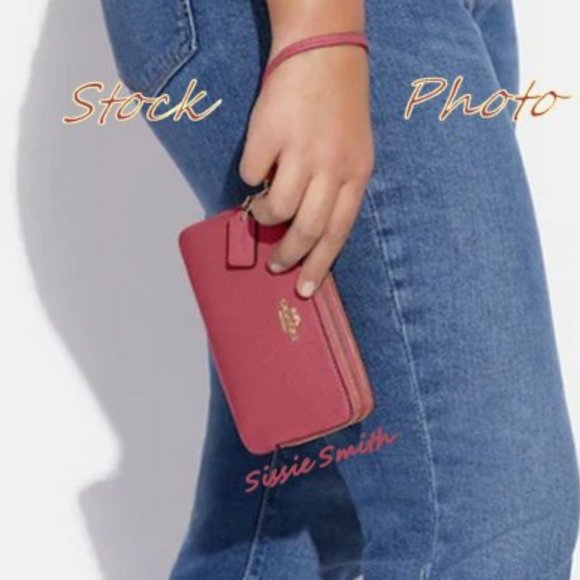 Coach Rouge Double Corner Zip Wristlet - Picture 7 of 7